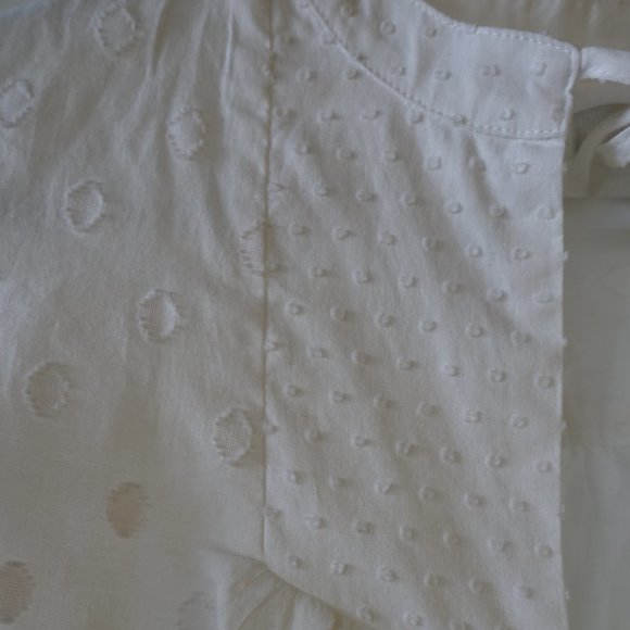 JCrew J. Crew #A5545  Tie Swiss Dot Peasant popover Blouse top white size 0 XS - Picture 12 of 13